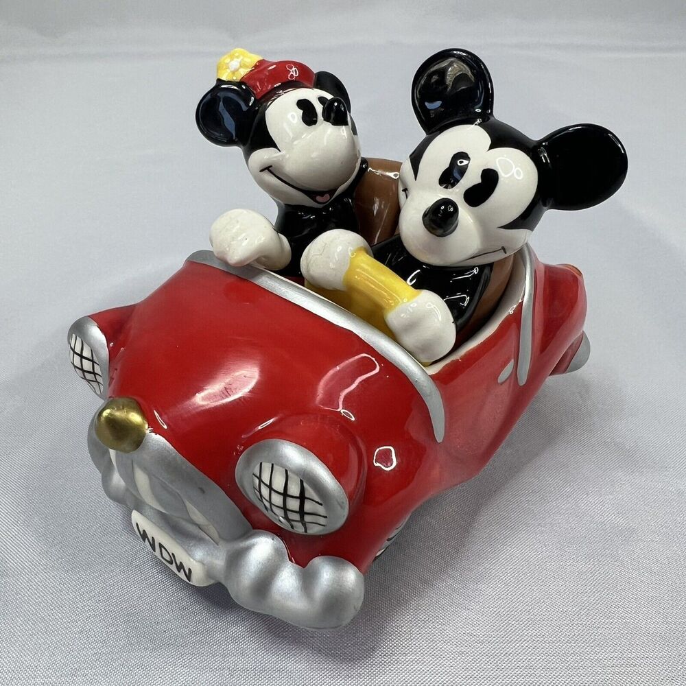 Mickey and Minnie Mouse Car Salt Pepper Shaker 3pc Set - Picture 1 of 9